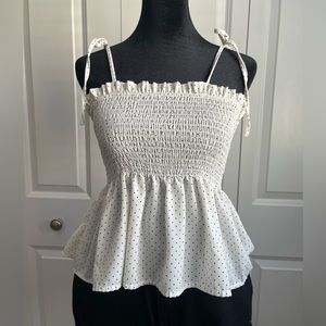 Shein White Polkadot Babydoll Tube Tank